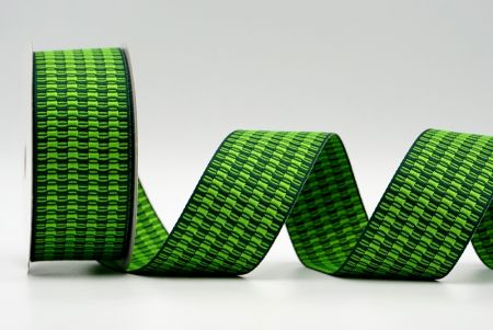Зеленая лента с уникальным клетчатым дизайном_K1750-505